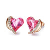 Pink Austrian Elements Heart Shaped Pav'e Studs in 14K Rose Gold Plating