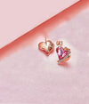 Pink Topaz Heart Stud 18K White Gold Plated