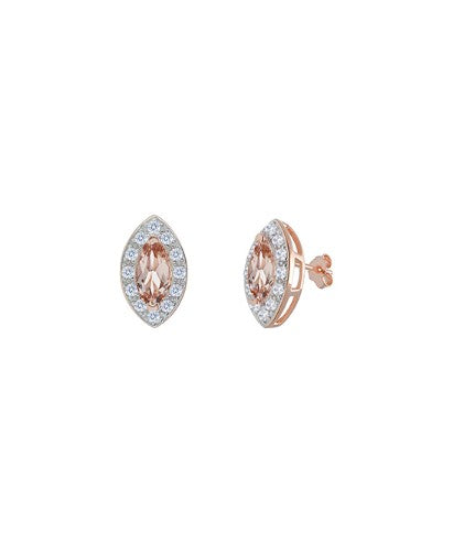 2.00 CTTW Marquis Cut Morganite Studs in 14K Rose Gold