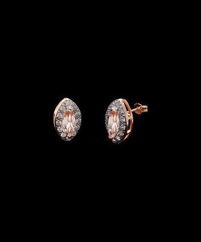 2.00 CTTW Marquis Cut Morganite Studs in 14K Rose Gold