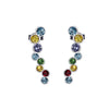 Rainbow Austrian Cluster Crawler Earrings in 14K White Gold
