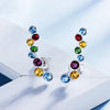 Rainbow Austrian Cluster Crawler Earrings in 14K White Gold