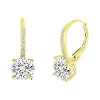 Asscher Cut Austrian Elements Pav'e Leverback Earrings in 14K Gold