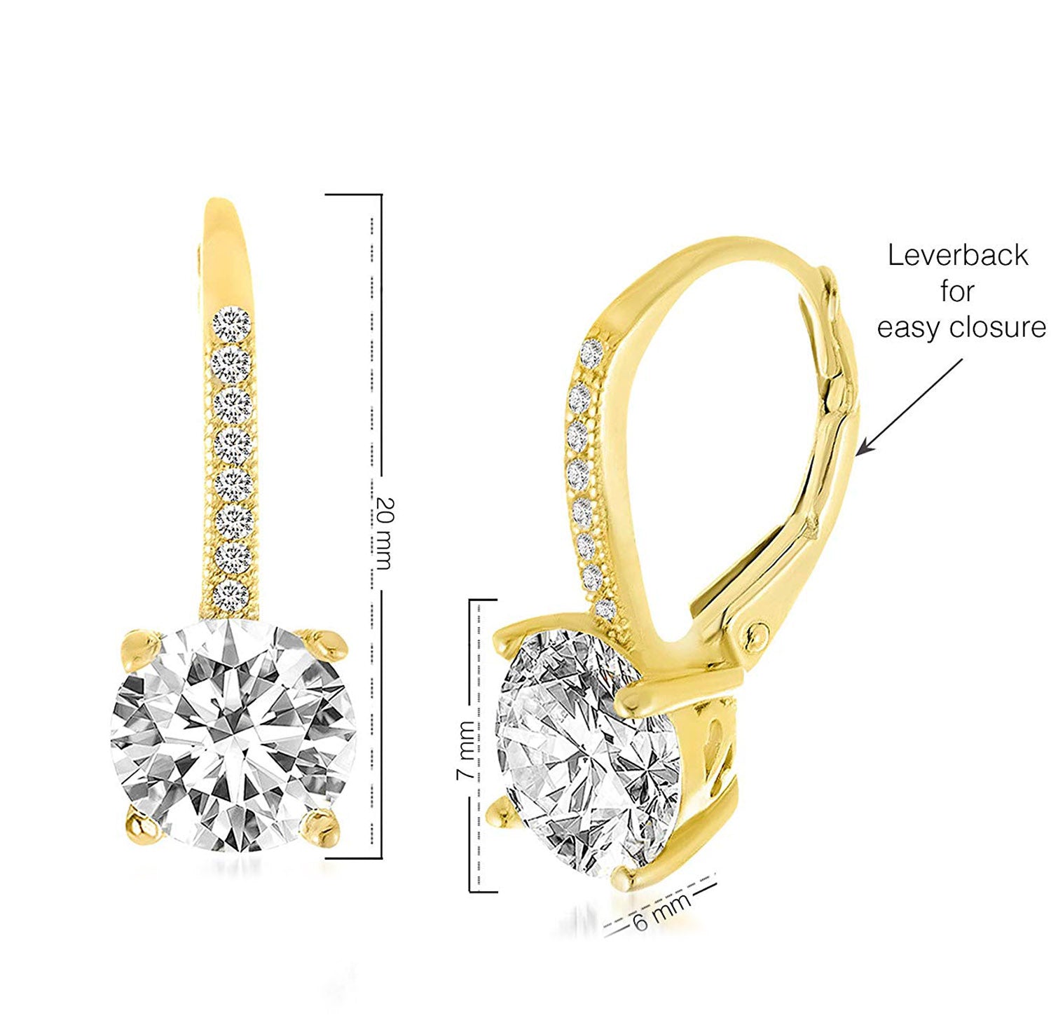 Pave Leverback Earrings in 18K Gold with Swarovski Elements by Golden NYC ( 3 Colors)