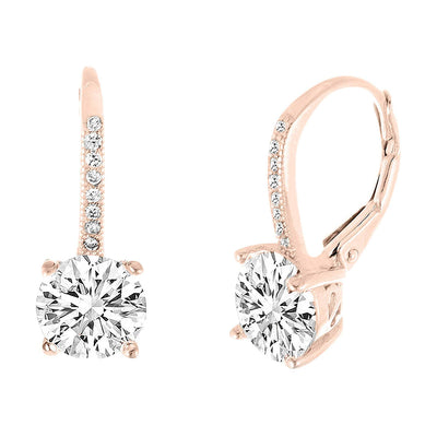 Pave Leverback Earrings in 18K Gold with Swarovski Elements by Golden NYC ( 3 Colors)