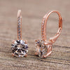 Asscher Cut Austrian Elements Pav'e Leverback Earrings in 14K Rose Gold