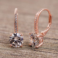 Pave Leverback Earrings in 18K Gold with Swarovski Elements by Golden NYC ( 3 Colors)