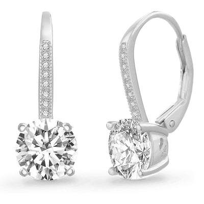 Pave Leverback Earrings in 18K Gold with Swarovski Elements by Golden NYC ( 3 Colors)
