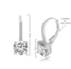 Asscher Cut Austrian Elements Pav'e Leverback Earrings in 14K White Gold