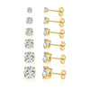 9 CT Stud Earrings Set 18K White Gold Plated (5-Pairs) by: Golden NYC Jewelry