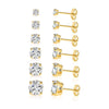 9 CT Stud Earrings Set 18K White Gold Plated (5-Pairs) by: Golden NYC Jewelry