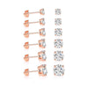 9 CT Stud Earrings Set 18K White Gold Plated (5-Pairs) by: Golden NYC Jewelry