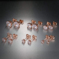 9 CT Stud Earrings Set 18K White Gold Plated (5-Pairs) by: Golden NYC Jewelry