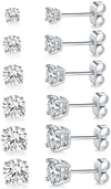 9 CT Stud Earrings Set 18K White Gold Plated (5-Pairs) by: Golden NYC Jewelry
