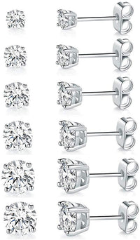 5 Pack Set 4 Prong Stud Earring