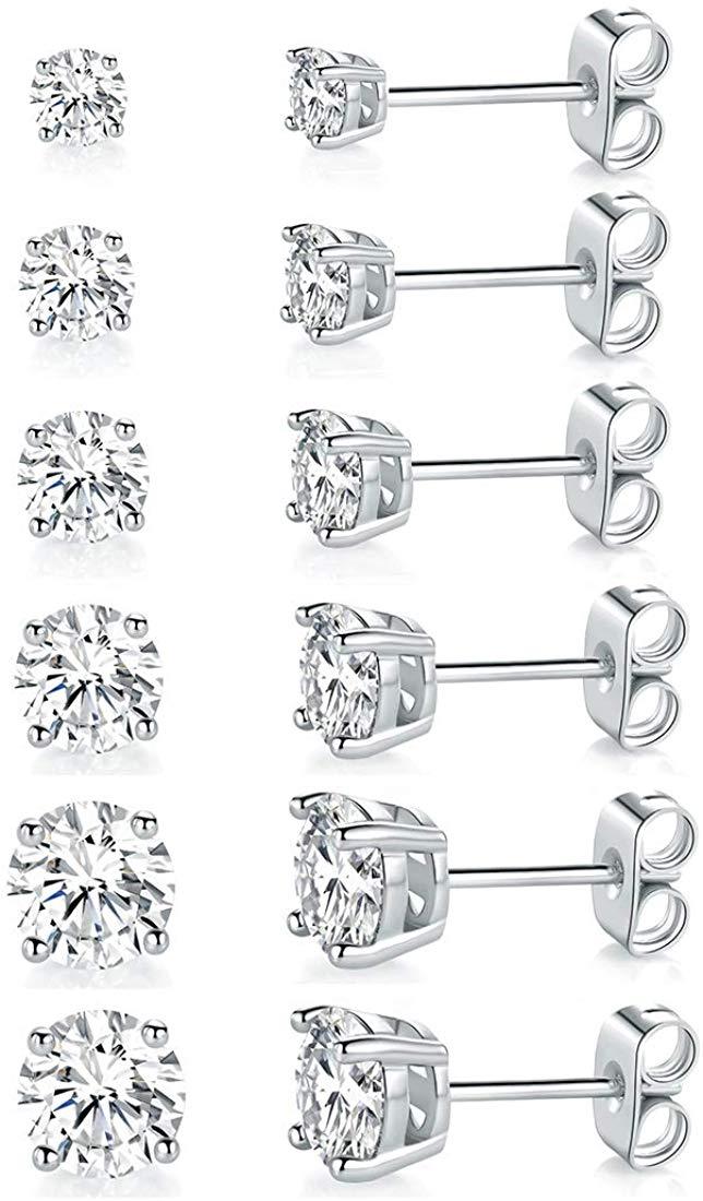 5 Pack Set 4 Prong Stud Earring