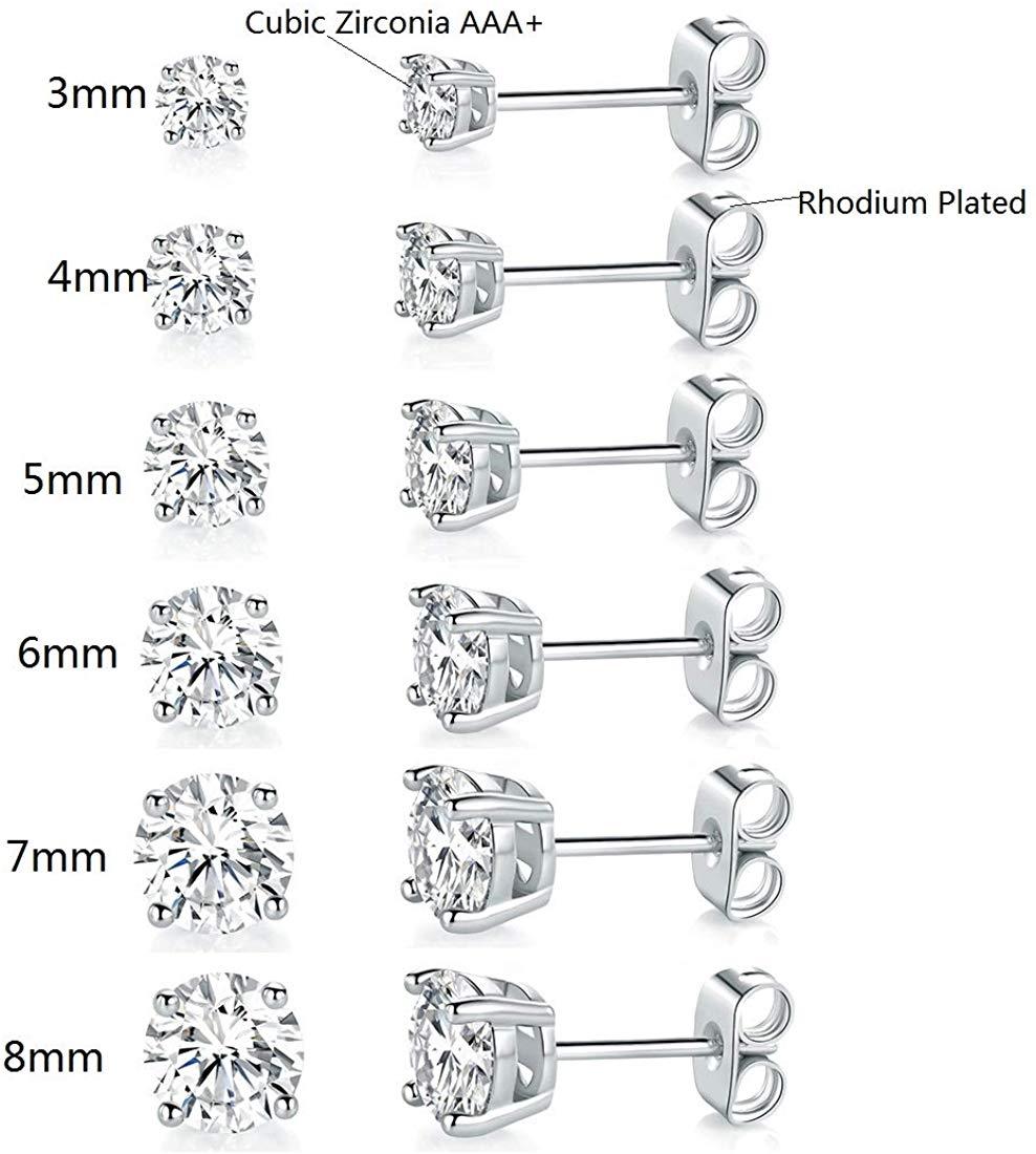 5 Pack Set 4 Prong Stud Earring