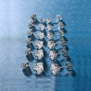 5 Piece Elements Graduated Princess Cut Stud Earrings in 14K White Gold Plating