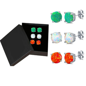 3 Pairs in 1 Opal Stud Earring