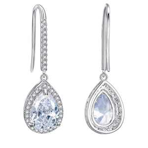 Pave Pear Cut Crystal Drop Earring