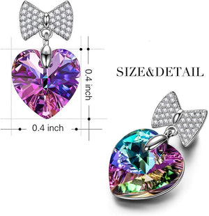 Changing Rainbow Stone Bowtie Heart Drop Earring