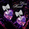 Changing Rainbow Stone Bowtie Heart Drop Earring