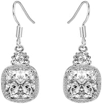 2.00 CT White Topaz Ascher Cut Drop Earring
