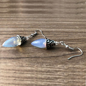 Opal Drop Earring in 18K White Gold Plated