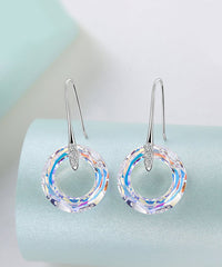 Enlightening Dangle Earrings With Swarovski Crystals - Aurora Boreale in 18K White Gold Plated