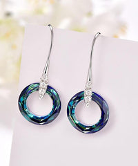 Enlightening Dangle Earrings With Swarovski Crystals - Bermuda Blue in 18K White Gold Plated