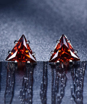 6mm Triangle Stud Earring With Austrian Crystals - Citrine in 18K White Gold Plated