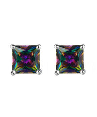6mm Princess Stud Earring With Swarovski Crystals -Mystic in 18K White Gold Plated