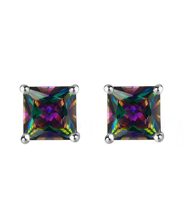 6mm Princess Stud Earring With Swarovski Crystals -Mystic in 18K White Gold Plated