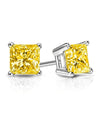6mm Princess Stud Earring With Swarovski Crystals -Yellow in 18K White Gold Plated