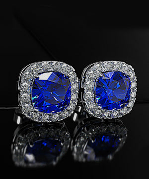 5 Piece Assorted Earring Set made With  Crystals with Luxe Box - Sapphire