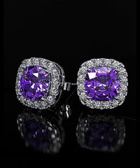 5 Piece Assorted Earring Set made With Crystals with Luxe Box - Amethyst