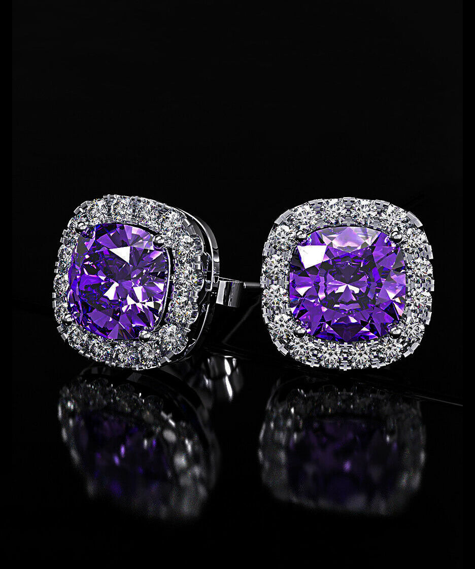 5 Piece Assorted Earring Set made With Crystals with Luxe Box - Amethyst