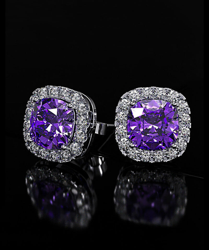 5 Piece Assorted Earring Set made With Crystals with Luxe Box - Amethyst