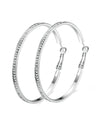 2" Pave Hoop Earring With Crystals in 18K White Gold Plated