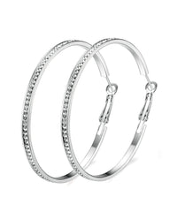 2" Pave Hoop Earring With Crystals in 18K White Gold Plated