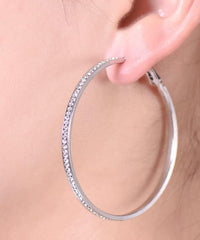 2" Pave Hoop Earring With Crystals in 18K White Gold Plated
