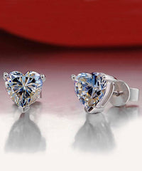 6mm Heart Stud Earring With Swarovski Crystals - Clear in 18K White Gold Plated