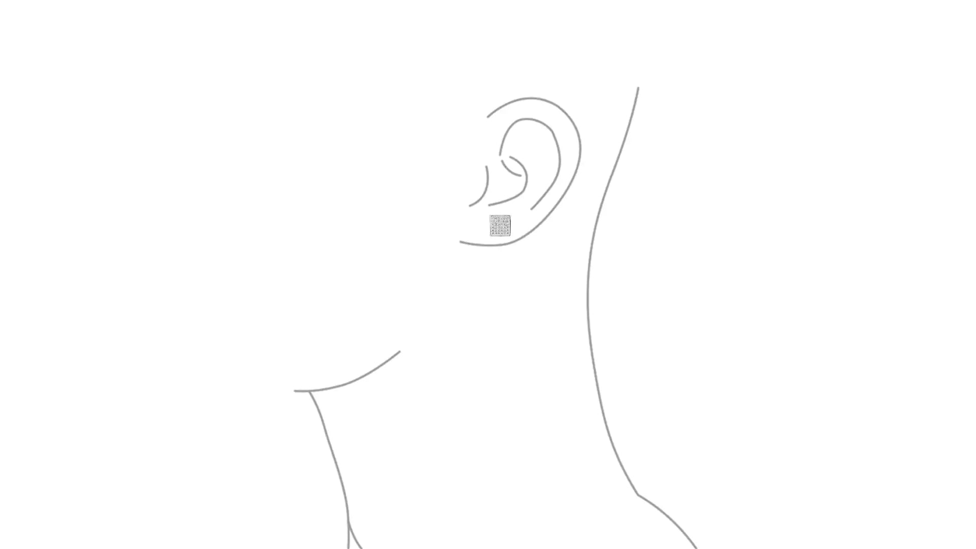 Swarovski Elements Micro-Pave Square Shaped Stud Earrings in 18K White Gold