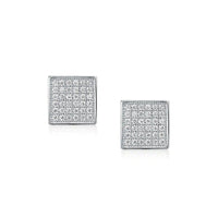 Swarovski Elements Micro-Pave Square Shaped Stud Earrings in 18K White Gold