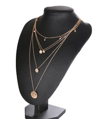 5 Piece Disc Drop Necklace in 18K Gold Plated