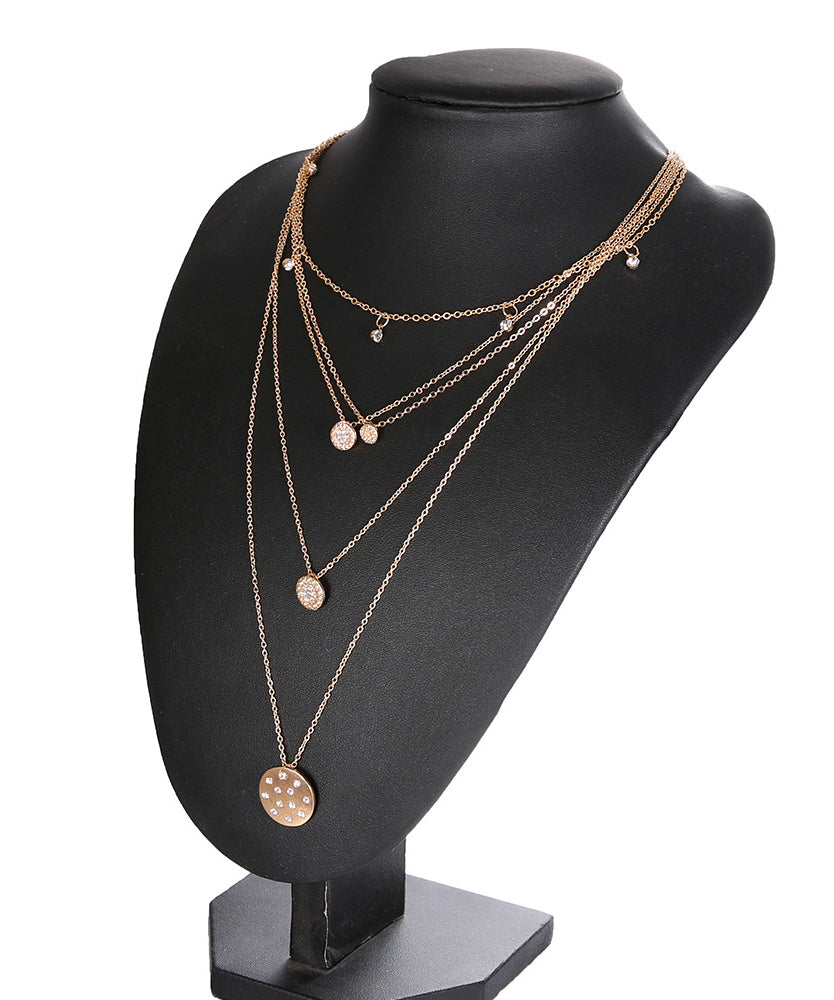 5 Piece Disc Drop Necklace in 18K Gold Plated