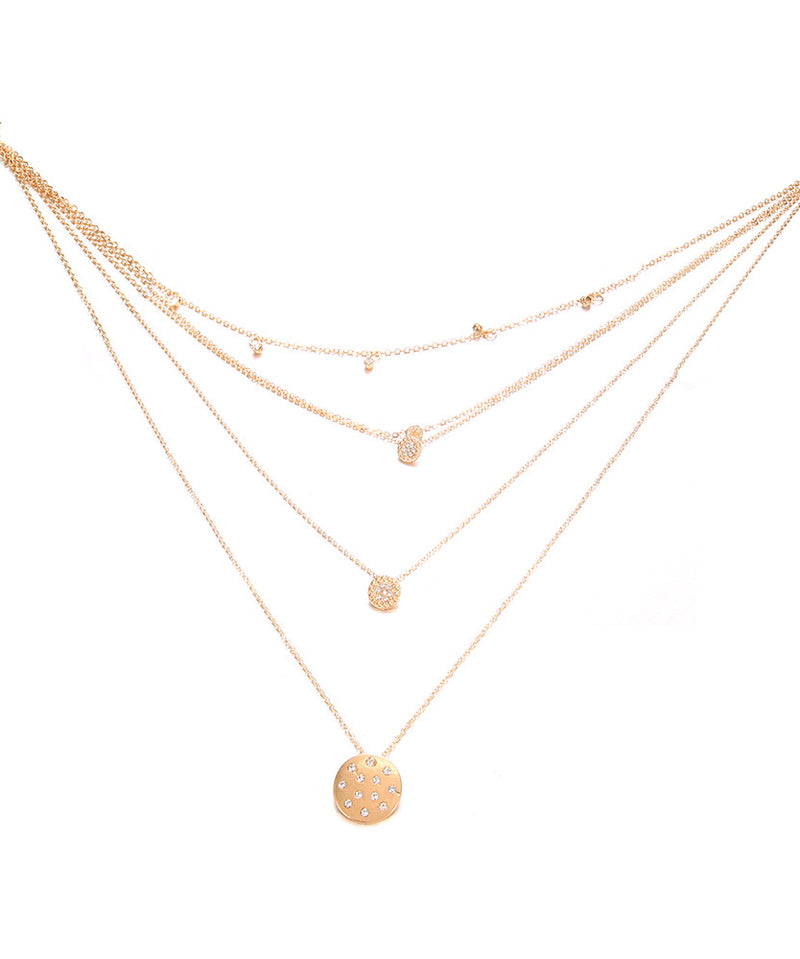 5 Piece Disc Drop Necklace in 18K Gold Plated