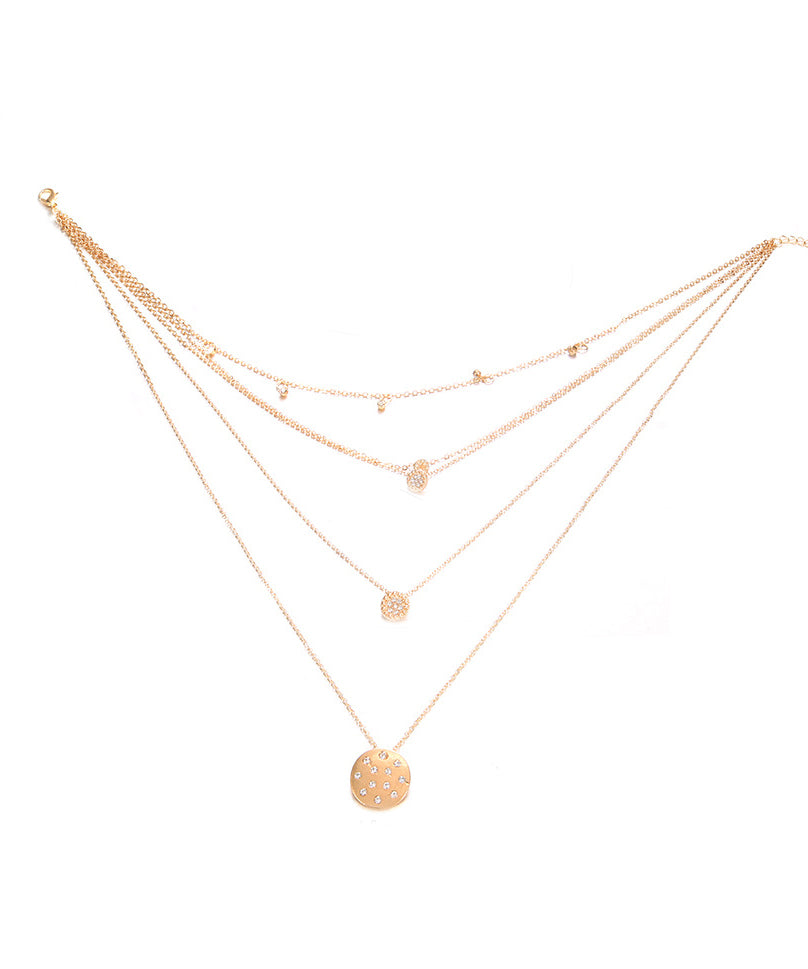 5 Piece Disc Drop Necklace in 18K Gold Plated
