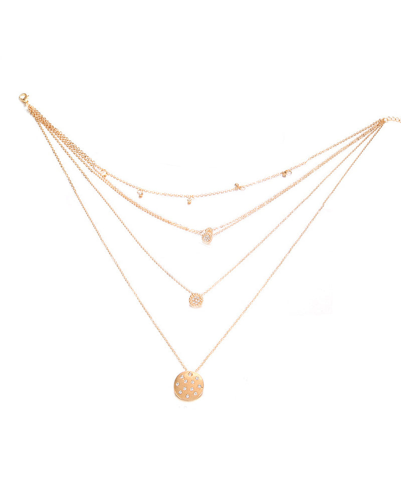 5 Piece Disc Drop Necklace in 18K Gold Plated