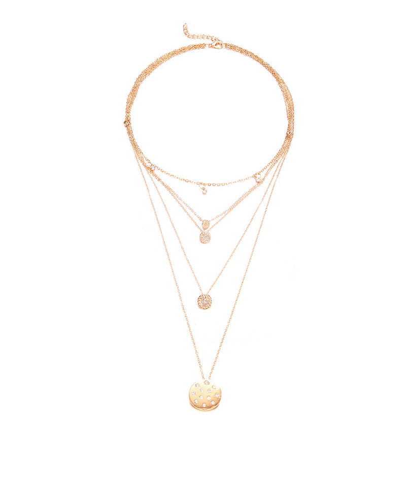 5 Piece Disc Drop Necklace in 18K Gold Plated